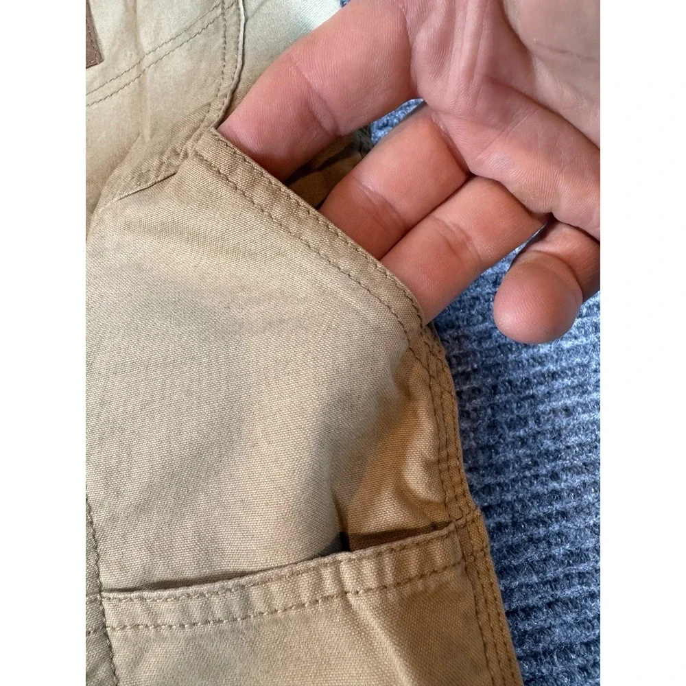 Field & Stream Pants Men 36x32 Tan Carpenter Duck Canvas Quilt Fleece Lined Work